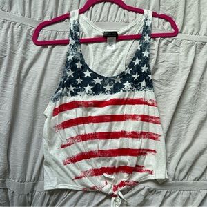 American flag design tank with front tie bow detailing